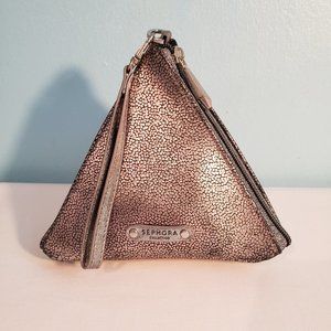 Sephora Triangle Shape Metallic Pink Wristlet Bag